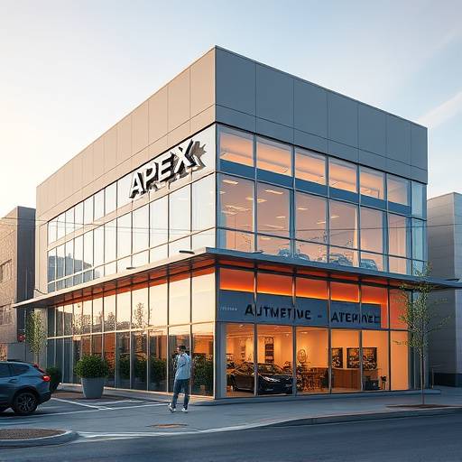 Apex Automotive building exterior at 123 Auto Lane, Seattle, WA