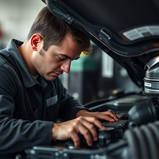 Mechanic inspecting cooling system
